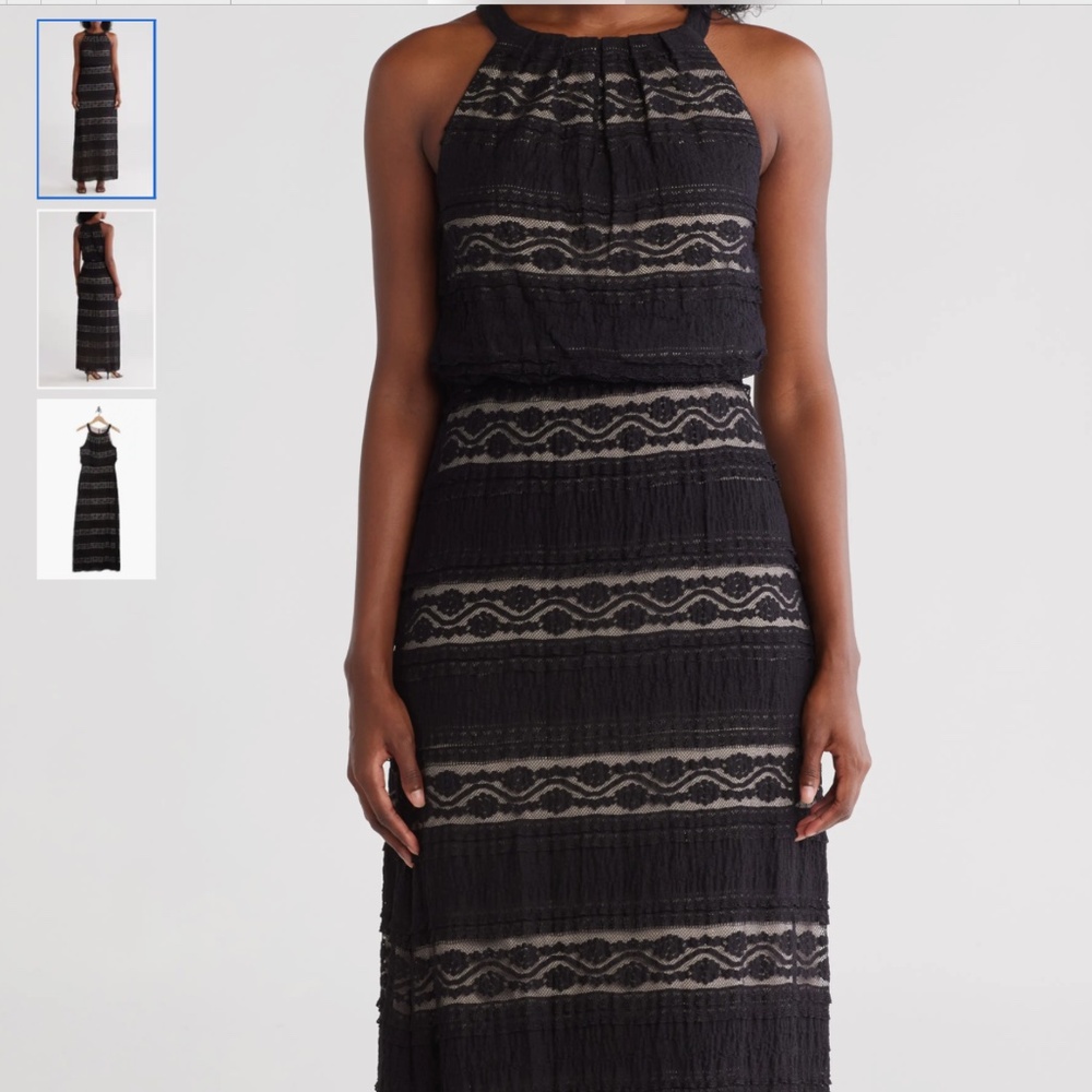 Eliza J Halter Neck Sleeveless Lace Maxi Dress, size 8